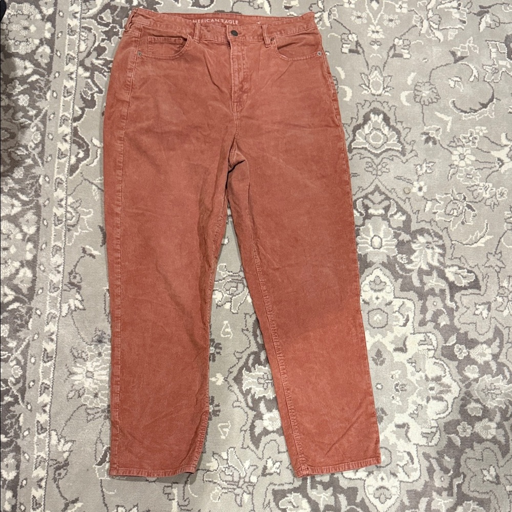 American Eagle Outfitters High Rise Terracotta Corduroy Pants